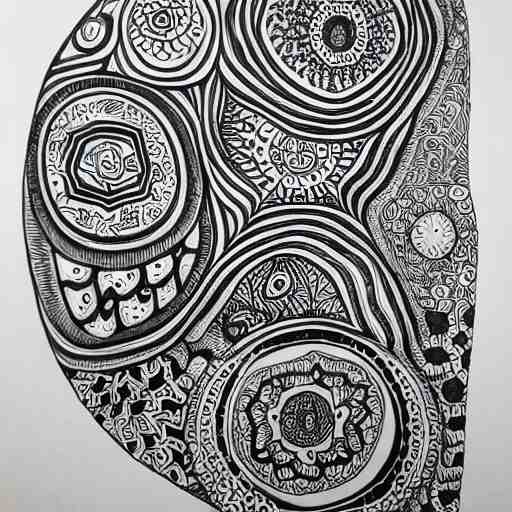 a hyper detailed organic biomorphic black and white ink drawing of a super symmetrical mandala lizzie snow zen pattern zentangle henna hyper realism crazy detail 