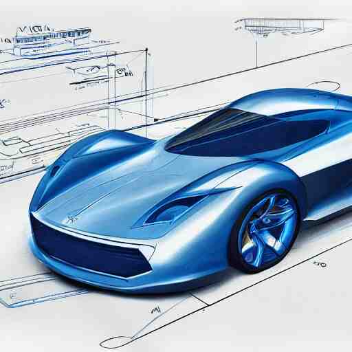 blueprint for an advanced car, concept art, digital sketch, 4 k, hd 