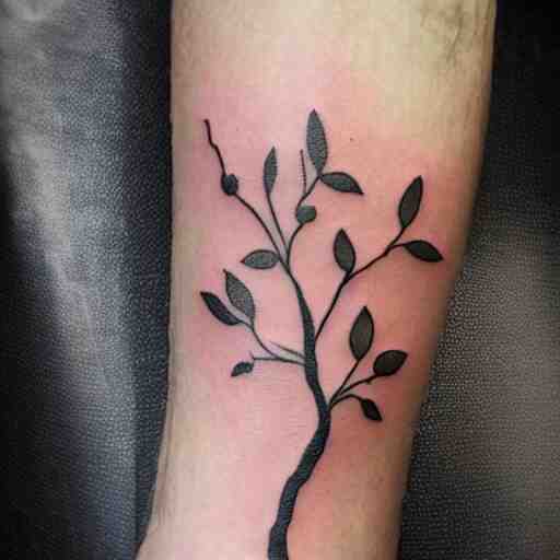 tattoo, simple, vines growing with leaves and flowers, earth tones