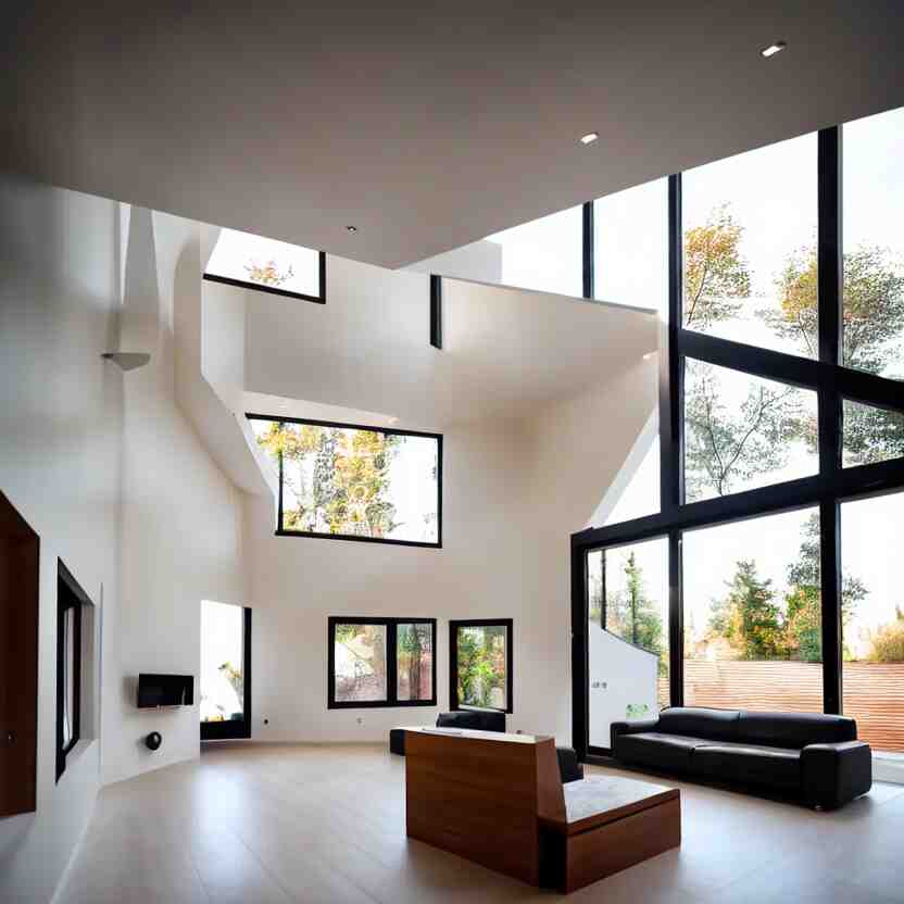 Interior photograph of a bright modern house, 8k, ultra HD