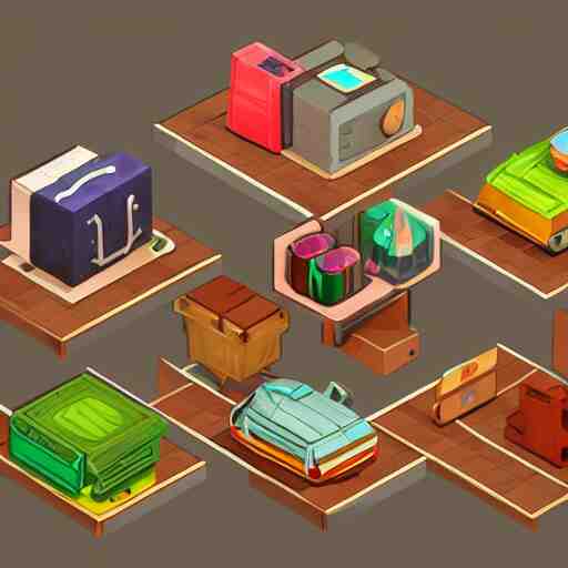 lootbox in the style of peter tarka, 3 d, isometric, game, octane, game, artstation 