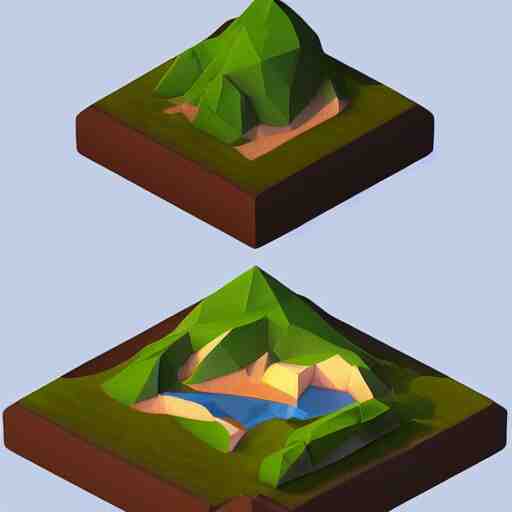 dream a floating island isometric art, low poly art, game art, artstation, 3D render, cgsociety