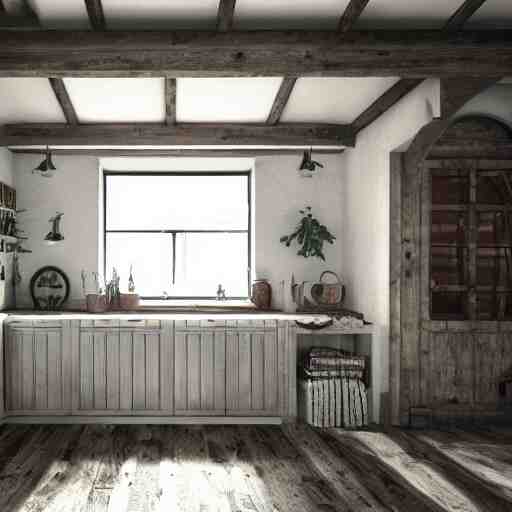 1 9 2 0 farmhouse interior design style, hyper realistic, octane render, 