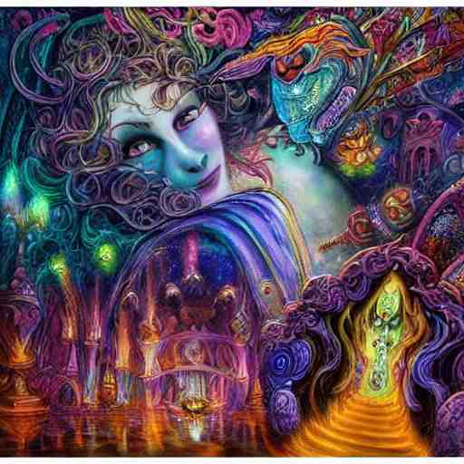 Nightmare Monsters radiant Josephine Wall surrealism radiant retro glowing neon