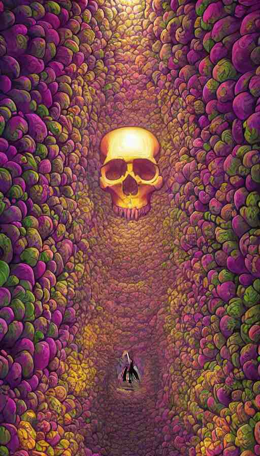 The luminous cavern of floral skulls, italian futurism, Dan Mumford, da vinci, Josan Gonzalez