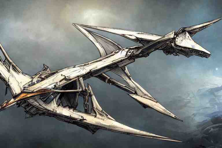 a pteranodon mecha fighter, ultra detailed engineering schematic, boeing concept art, cinematic lighting
