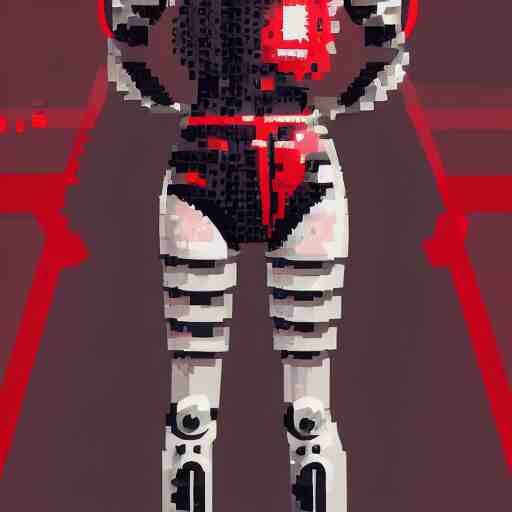 pixel art of a cyborg girl with black and red robotic parts, medium shot, asymmetrical, profile picture, Organic Painting, sunny day, Matte Painting, bold shapes, hard edges, street art, trending on artstation, by Huang Guangjian and Gil Elvgren and Sachin Teng