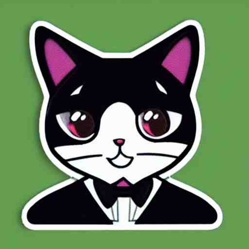 sticker of cute tuxedo cat 