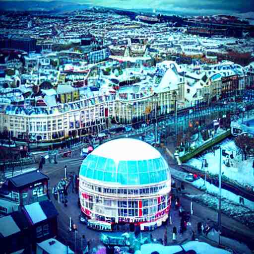 snowglobe of a tiny town brighton uk, tilt - shift lomo photo 