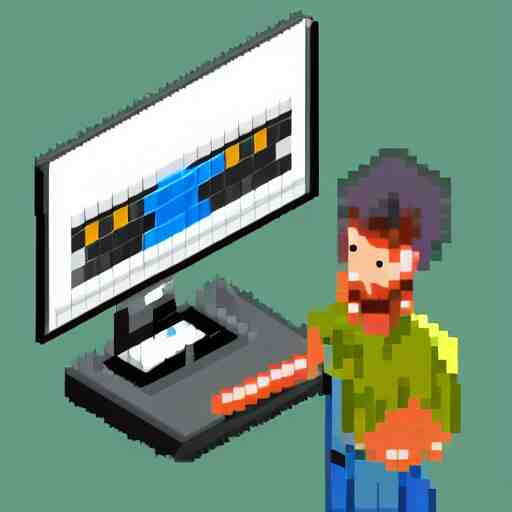 pixel art of programmer in front of his computer station, pixel art, detailed, ideal symmetry, perfect pixel alignment, isometric 8 k, 