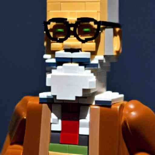 the philosopher Edmund Husserl, made out of Legos, standing in his home office, photo realistic