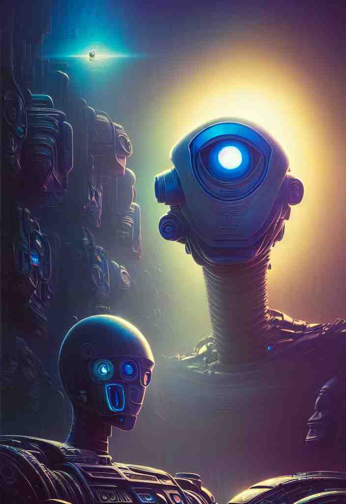 cinematic portrait of cute robot, faded colors, exotic alien features, cyber background, tim hildebrandt, wayne barlowe, bruce pennington, donato giancola, larry elmore, masterpiece, trending on artstation, featured on pixiv, zack snyder, cinematic composition, beautiful lighting, sharp, details, hyper - detailed, hd, hdr, 4 k, 8 k 