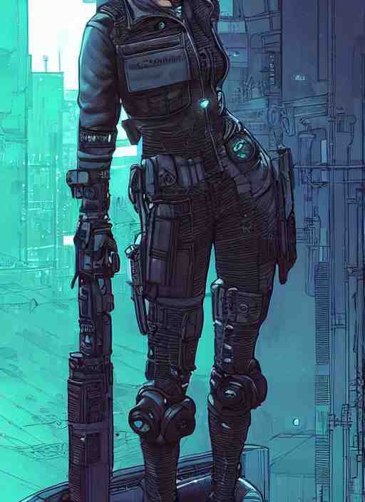 feminist selina. gorgeous female cyberpunk assassin wearing a military vest, and tactical jumpsuit. gorgeous face. realistic proportions. concept art by james gurney and laurie greasley. moody industrial skyline. artstationhq. creative character design for cyberpunk 2 0 7 7. 