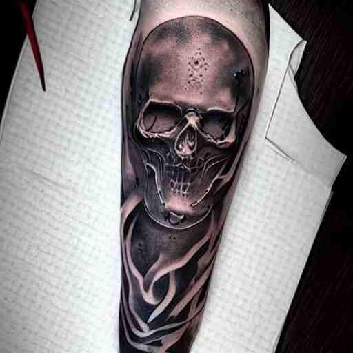 ghost tattoo design, hyper realstic, on arm, high detailed 