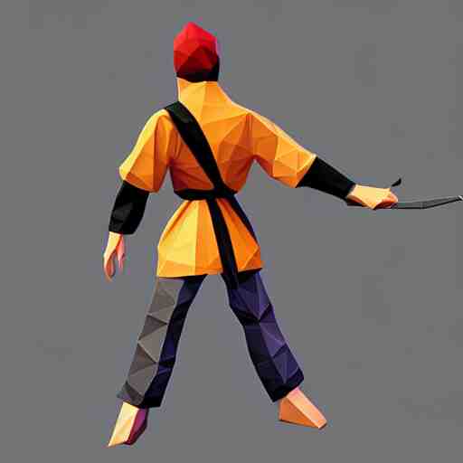 low poly ninja in the style of playstation 1 games