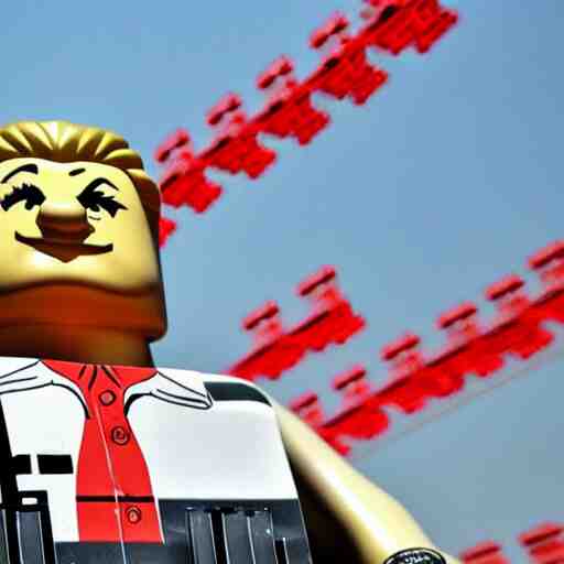 a xi jinping lego statue, in the style of synthwave, auoroacore, power, 