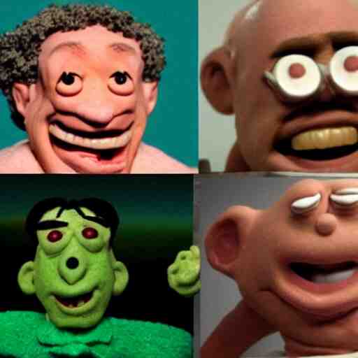 harris ford really annoyed, claymation, creepy, weird faces 