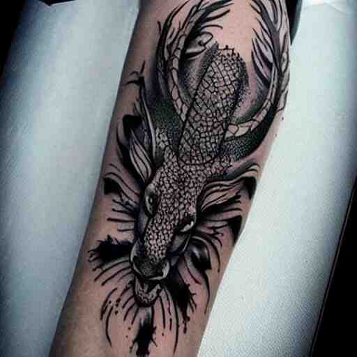 Lexica - Dragon tattoo around arm