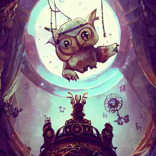 cute steampunk rabbit with a polygonal library walls and glass ceilings showing the stars and hanging silk drapery and tapestries, light dust, magnificent, close up, details, sharp focus, elegant, highly detailed, illustration, by Jordan Grimmer and greg rutkowski and PiNe(パイネ) and 薯子Imoko and 香川悠作 and wlop and maya takamura, intricate, beautiful, Trending artstation, pixiv, digital Art