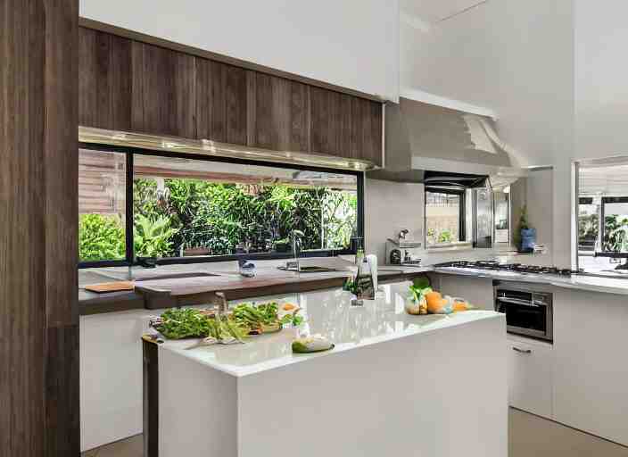 luxurious cannabis kitchen in australian suburban everyday life, charming and tranquil 