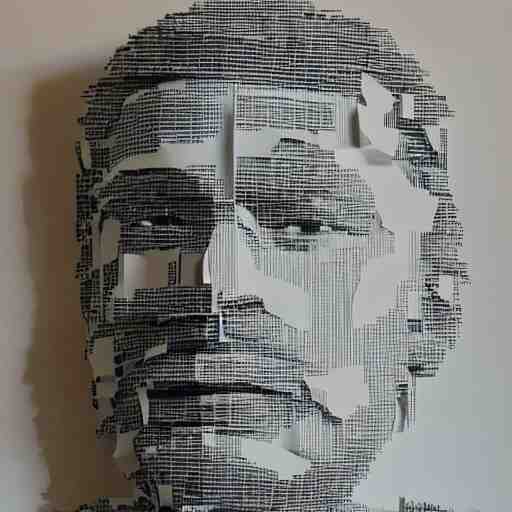 a photograph of a man made entirely of paper 
