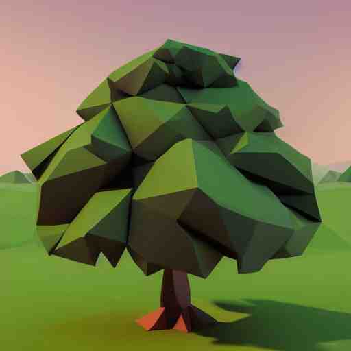 a low poly 3d object of the tree used in mobile game, large and majestic