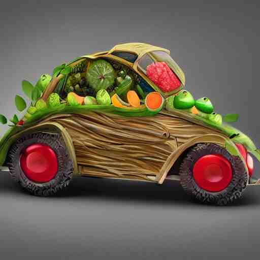 car made of fruits, artstation 