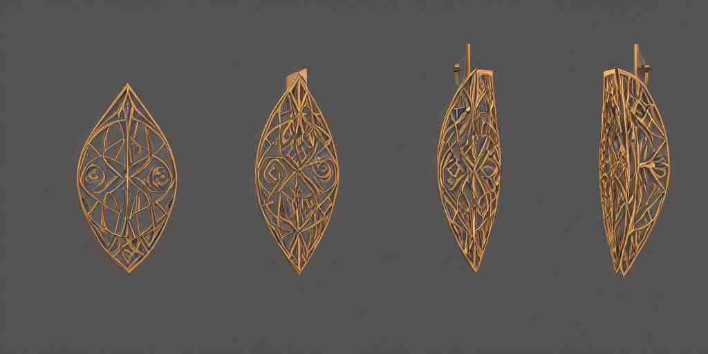 earring design, jewelry design, wood, nordic, art deco, intricate, elegant, material, product design, trending on artstation, cgsociety, photo realistic, design by ziva cph and isabel lennse and kalevala, 8 k, unreal engine, c 4 d 