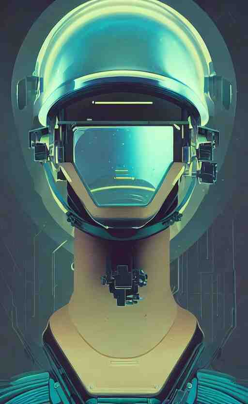 portrait of  a cyberpunk soldier wearing a futuristic helmet by Petros Afshar and Beeple, James Gilleard, Mark Ryden, Wolfgang Lettl highly detailed