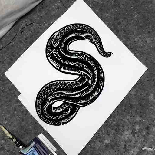 tattoo design, stencil, tattoo stencil, traditional, a snake surrounded by flowers