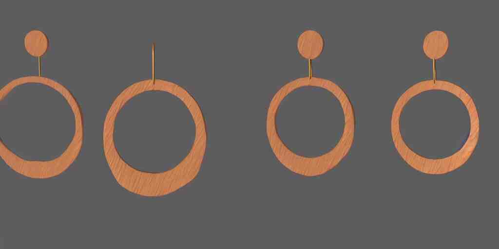 earring design, jewelry design, wood, nordic, material, product design, trending on artstation, cgsociety, photo realistic, design by ziva cph and isabel lennse, 8 k, unreal engine, c 4 d 