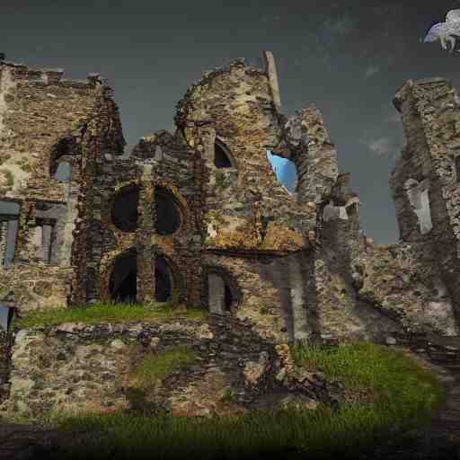 Old ruins of a castle, Fantasy apocalypse environment, digital art, unreal engine 5, 4k