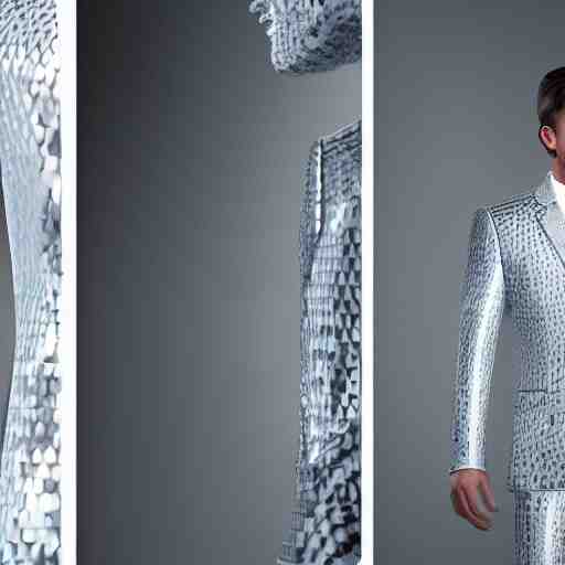 full shot photograph of a suit made of mirrors, photorealistic photograph cinematic lighting intricate detailed 8 k resolution 