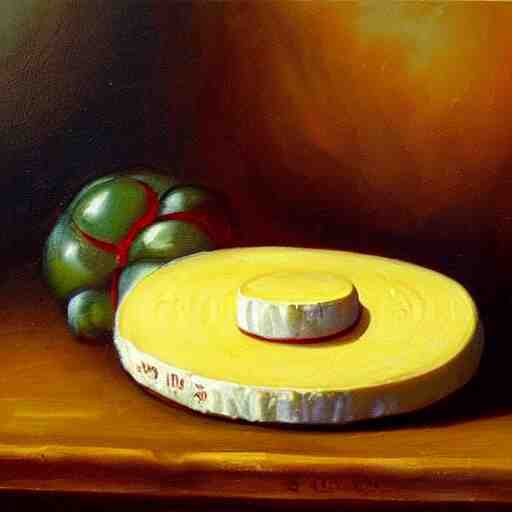 beautiful oil painting of gouda cheese 