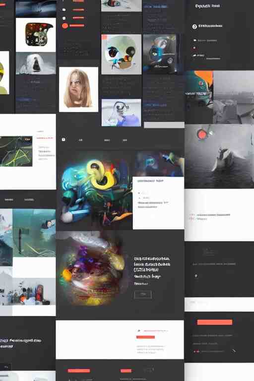 website layout for digital artist, clean modern colorful ui 