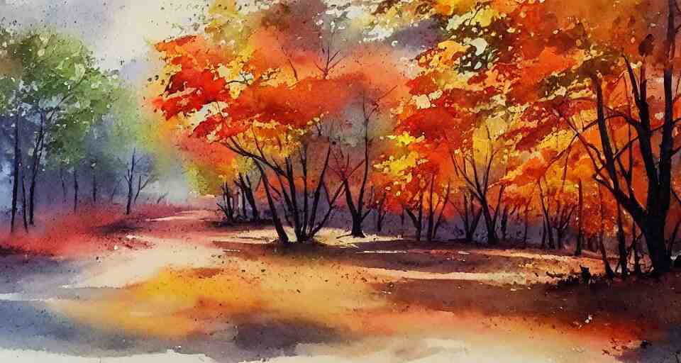 autumn watercolor by arti chauhan trending on artstation 