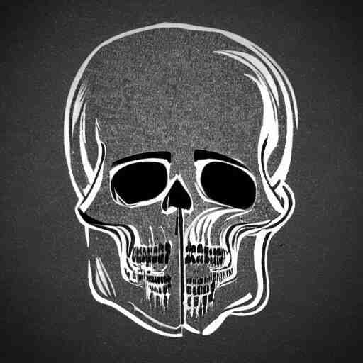 an old logo representing a skull mixed with a world map
