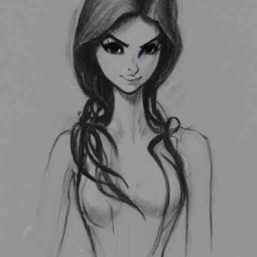 milt kahl sketch of victoria justice with tendrils hair style as princess padme from star wars episode 3