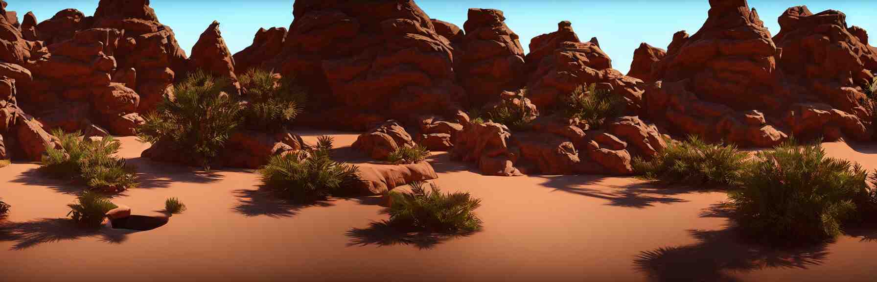 a desert oasis; very detailed, by Federico Pelat, Caravaggio; artstation, unreal engine 5