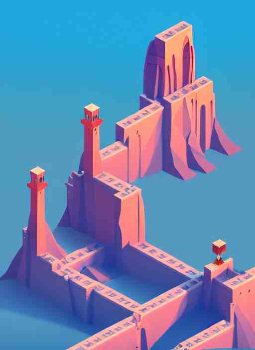 a low poly isometric render of saudi arabia in the style of monument valley, floral!, intricate, elegant, smooth shading, soft lighting, illustration, simple, solid shapes, by magali villeneuve, jeremy lipkin and michael garmash, rob rey and kentaro miura style, octane render 