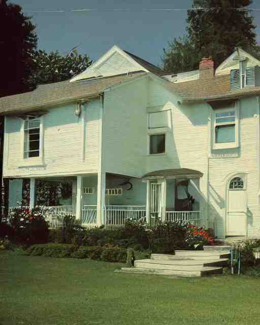 the exterior of a house in devonshire that was built in the 1 9 7 0 s and is rumoured to be haunted, painterly, offset printing technique, photographed on kodachrome by brom, robert henri, walter popp, cinematic lighting, various refining methods, micro macro autofocus, ultra definition, award winning photo 