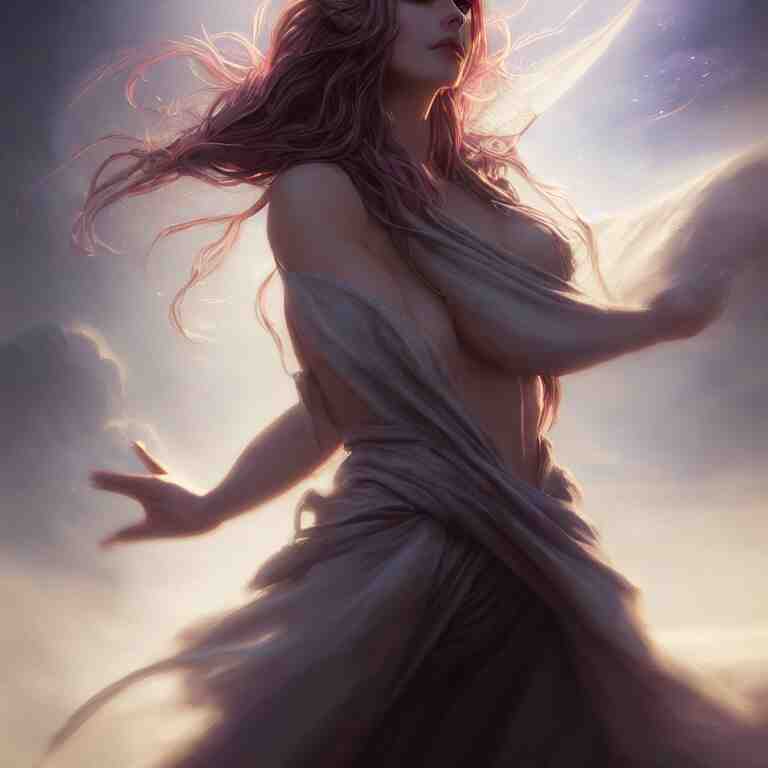 the seductive sorceress is praying!!! magic the gathering, windy hair!, gentle fantasy, cinematic volumetric light, portrait, dnd, complex, elegant, highly detailed, digital painting, artstation, concept art, smooth, clear focus, illustrations, hyperrealistic face, beautiful eyes, fantasy art, in the style of greg rutkowski, intricate, hyperdetalized, smooth 