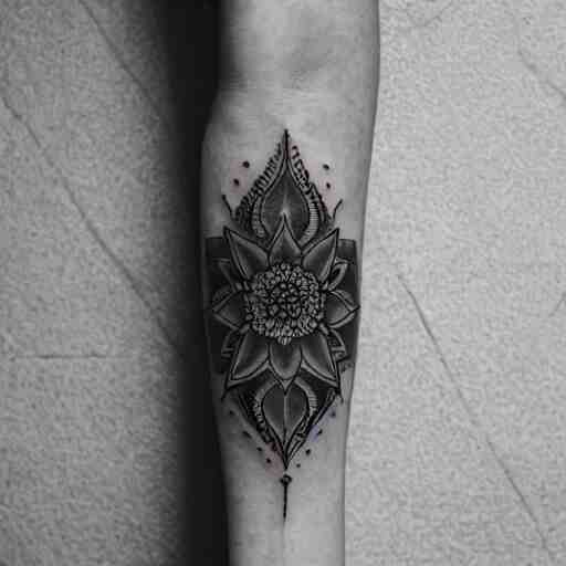 photograph of a mandala tattoo depicting a monsters leaf 