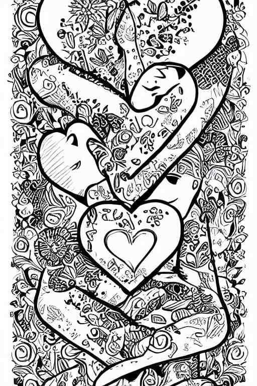 black and white illustration, creative design, love yourself 