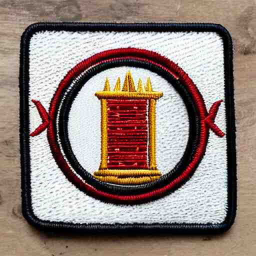 plain yet detailed, fire station flame embroidered patch retro design 