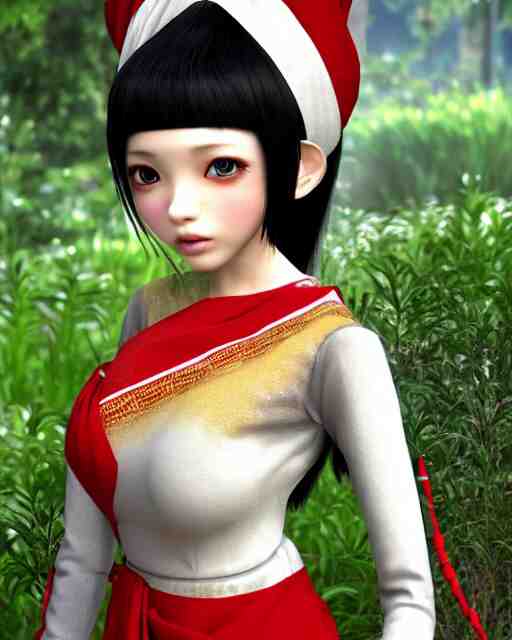 render as a very beautiful daz 3d anime aiko girl, wearing assamese bihu mekhela sador gamosa dress, long braided black hair, hazel eyes, full round face, short smile, assam tea garden setting, cinematic lighting, medium shot, mid-shot, highly detailed, trending on Artstation, Unreal Engine 4k, daz studio genesis iray ultra hd, cinematic wallpaper by Stanley Artgerm Lau, anime masterpiece,