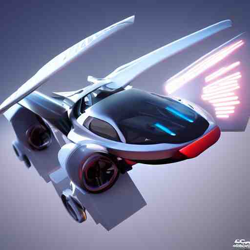 futuristic sports flying car, hyperrealistic, cinema 4 d, cinematic 