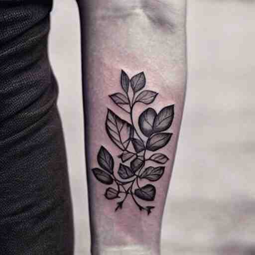 tattoo, simple, vines growing with leaves and flowers, earth tones