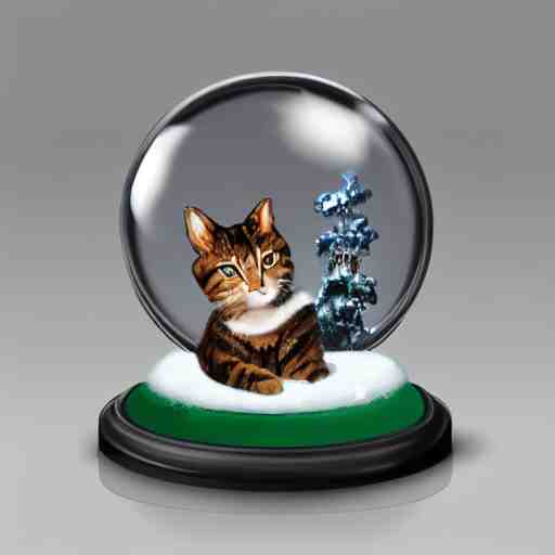 snow globe of cat cyber war, artstation, photorealism 