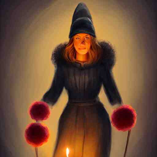 an adventurer wearing a black night cap with a pom pom at the end, holding a candle, portrait, d & d, science fiction, concept art, matte, sharp focus, illustration, concept art, jason chan 